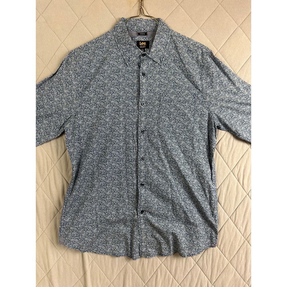 Lee Button Up Men's Large Long Sleeve‎ Stretch Regular Fit Small Floral